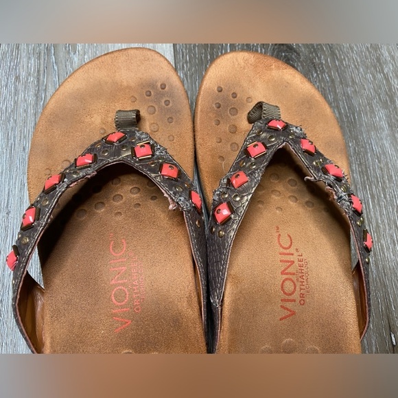 Vionic With Orthaheel Technology Flip Flop Sandal Size 6 Wide Floriana - Picture 13 of 16